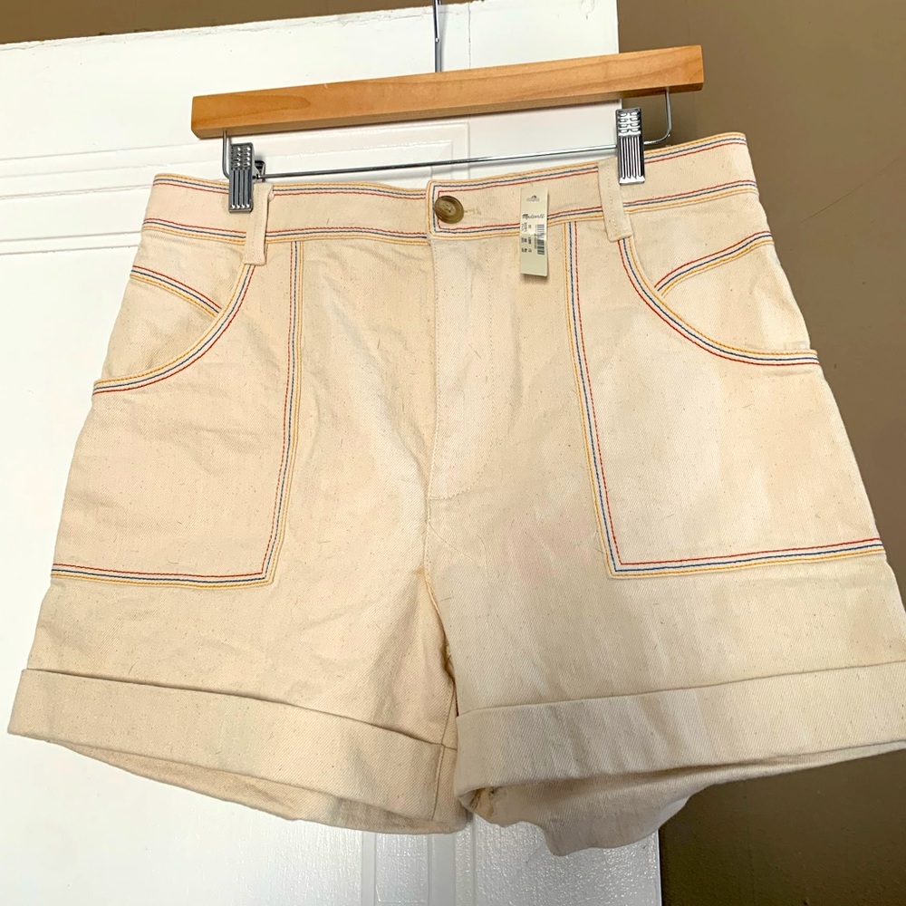 Madewell Retro Rainbow Stitch Denim Shorts Sz 30 NWT